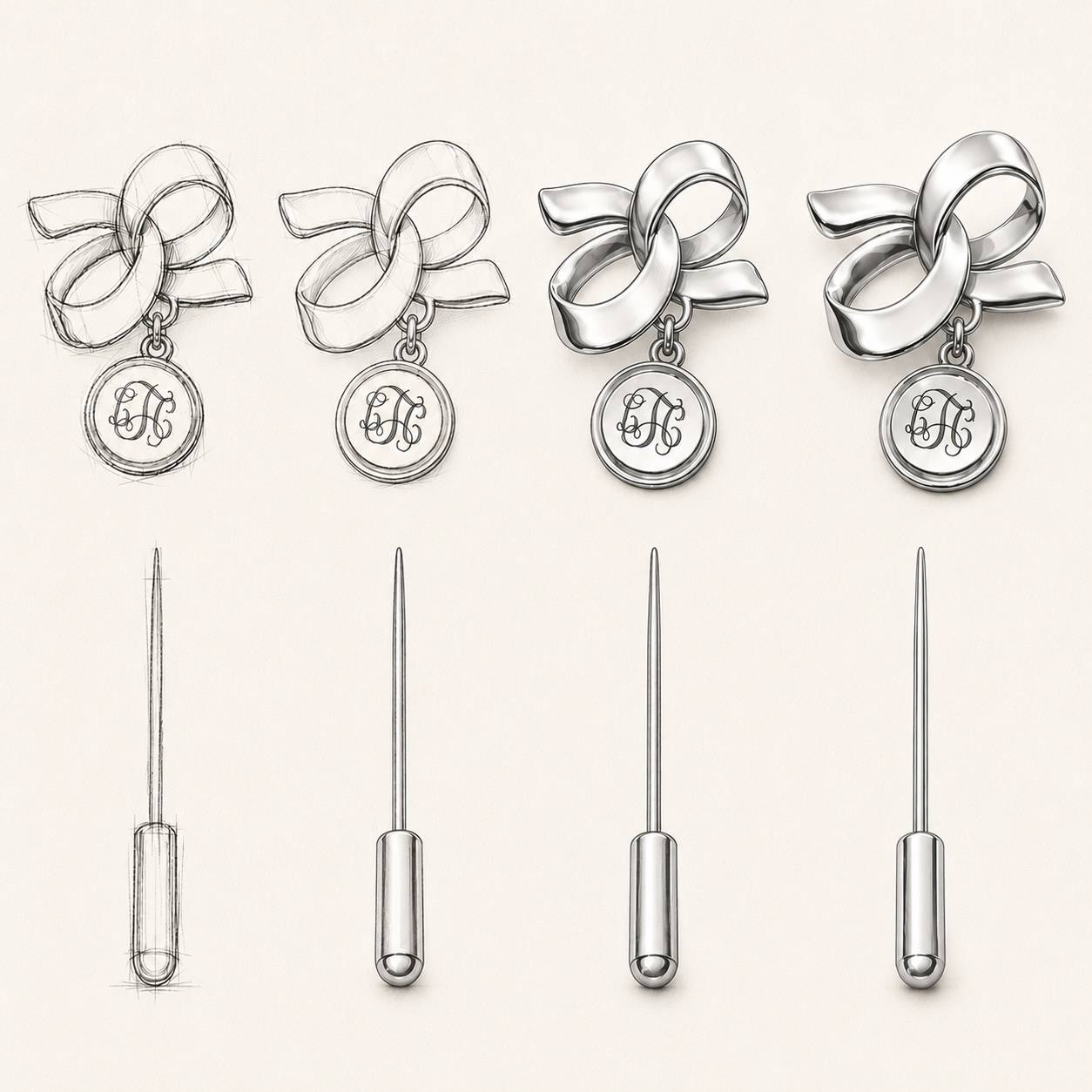 The Heritage Monogram Pin in Silver-6 product photo