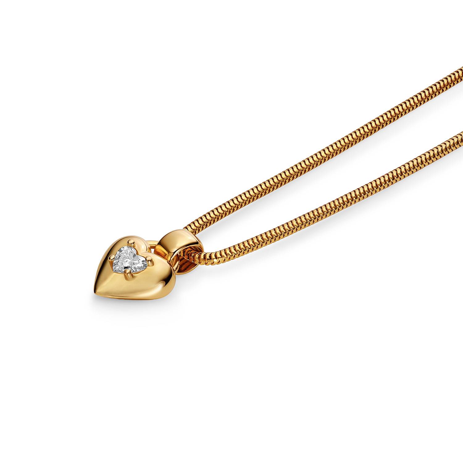 The Icon Heart 0.25CT Diamond Snake Chain Necklace in Gold-4 product photo