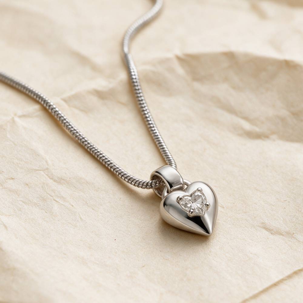 The Icon Heart 0.25CT Diamond Snake Chain Necklace in Silver-2 product photo
