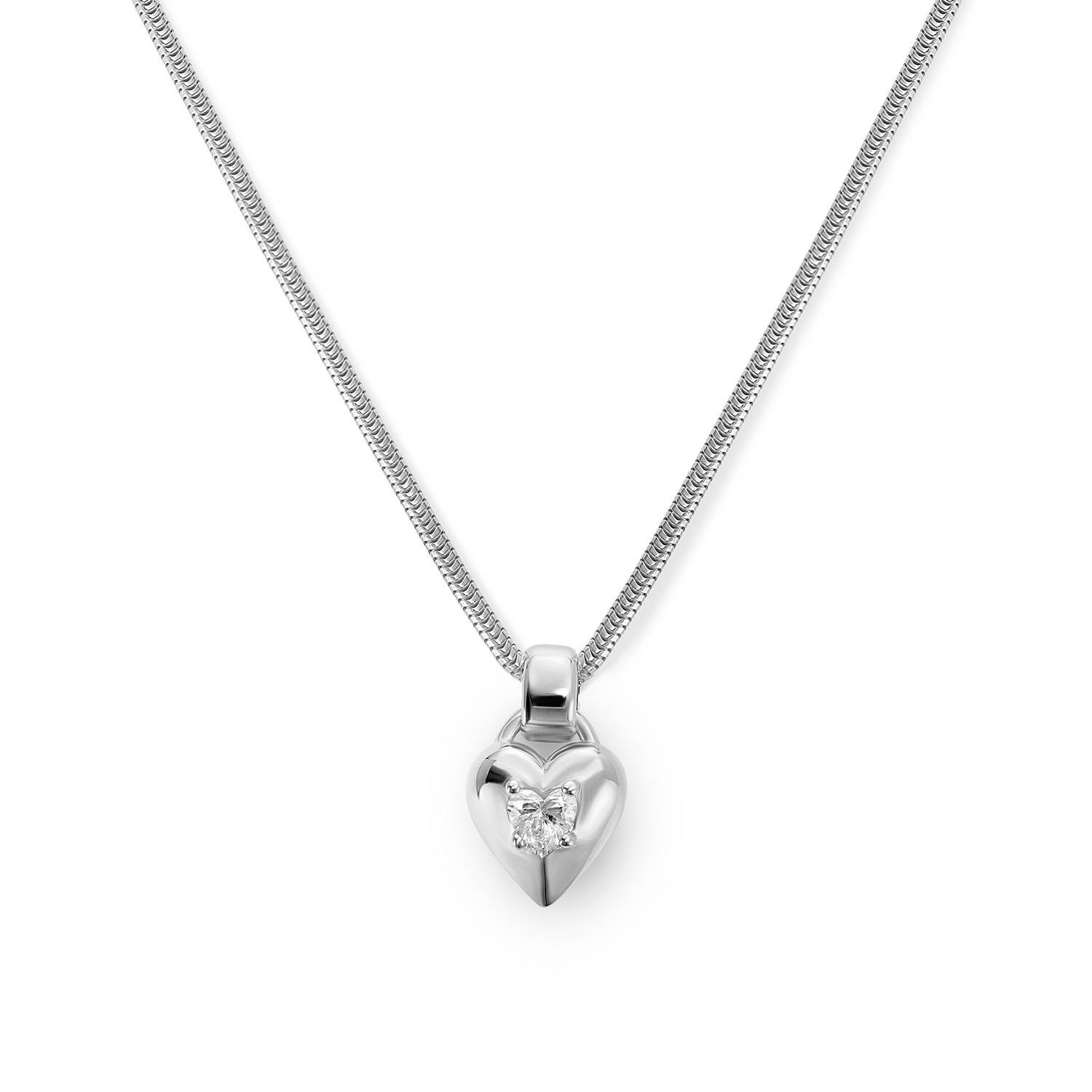 The Icon Heart 0.25CT Diamond Snake Chain Necklace in Silver-3 product photo