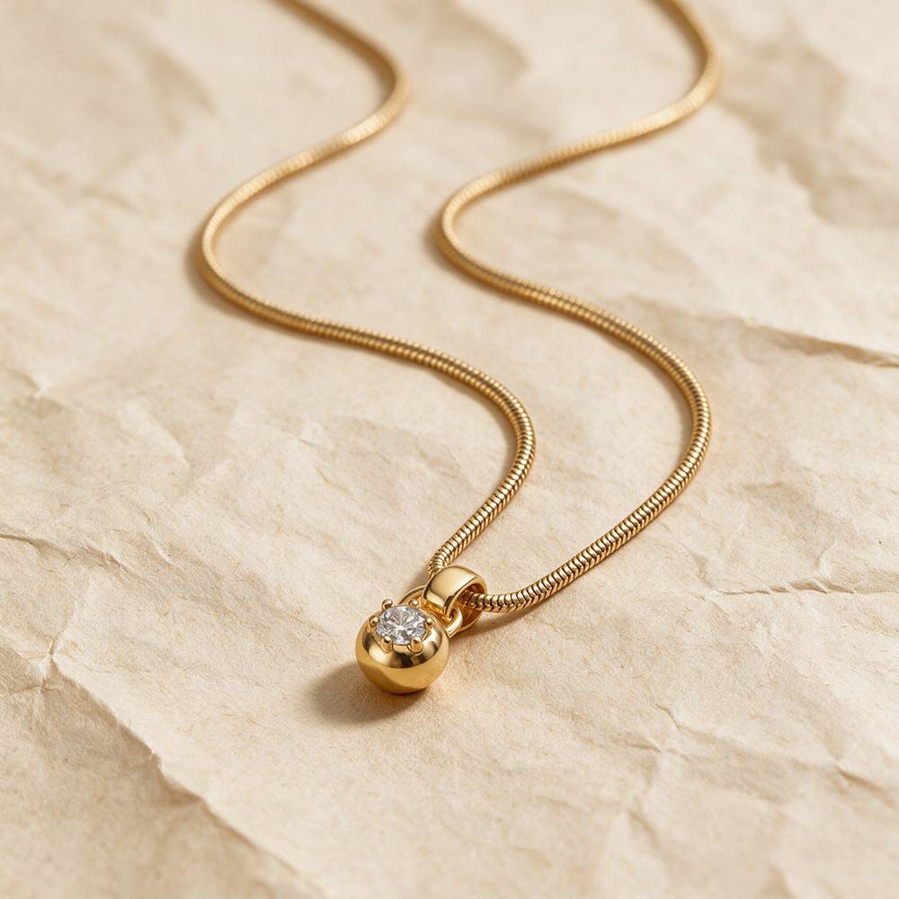 The Icon Round 0.30CT Diamond Snake Chain Necklace in Gold-2 product photo