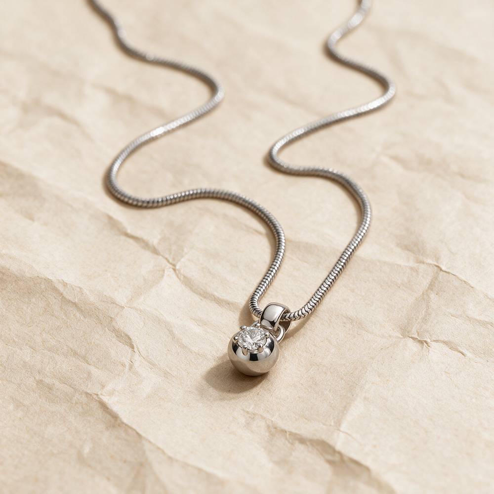 The Icon Round 0.30CT Diamond Snake Chain Necklace in Silver-2 product photo