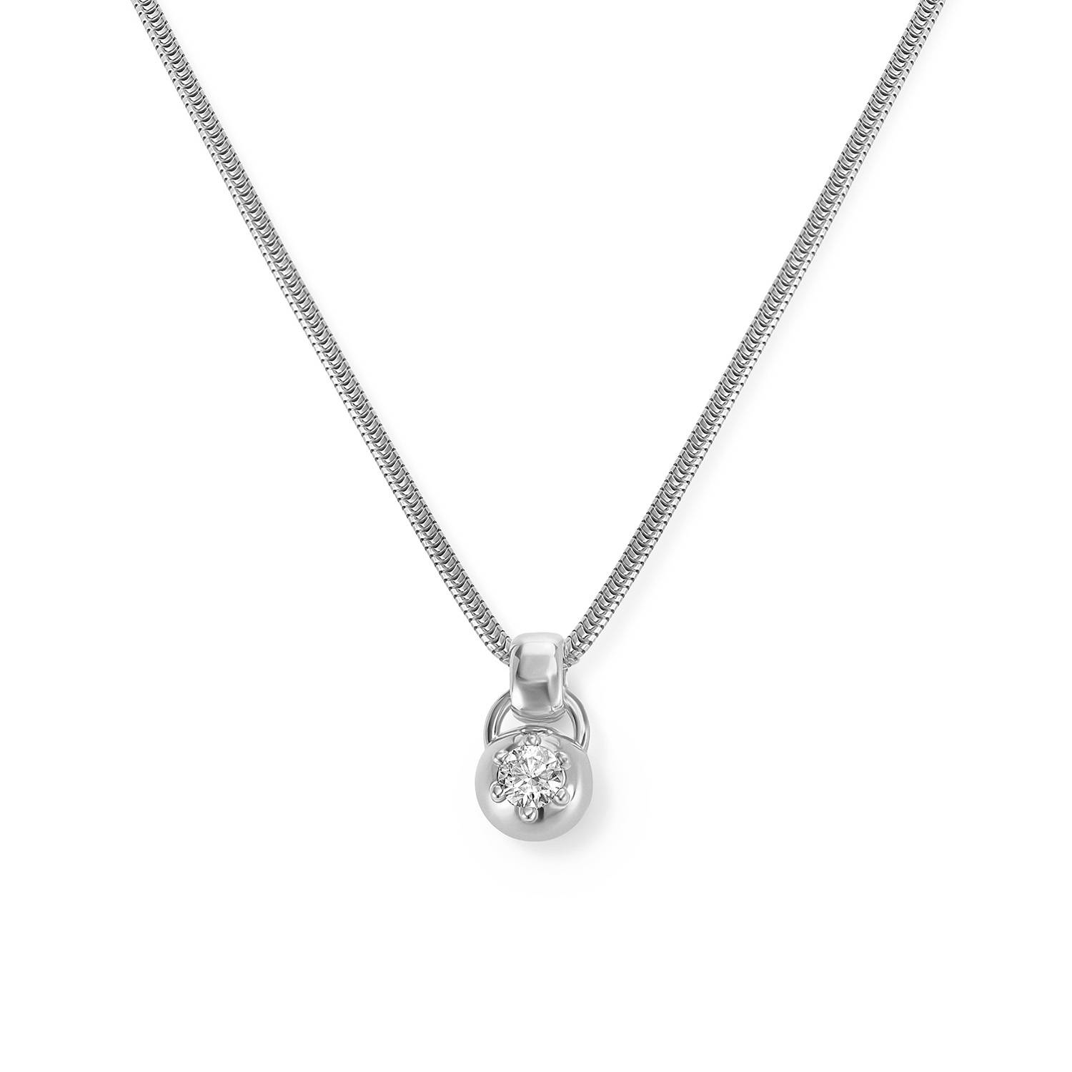 The Icon Round 0.30CT Diamond Snake Chain Necklace in Silver-3 product photo