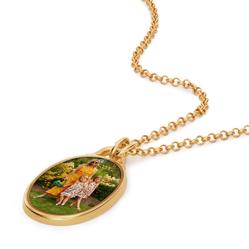 The Keepsake Oval Photo Necklace in Gold Plating-4 product photo