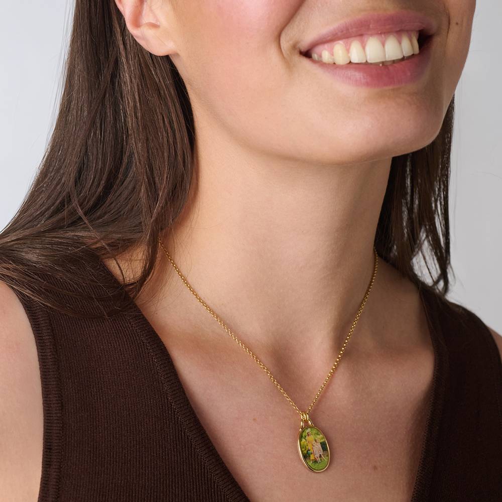 The Keepsake Oval Photo Necklace in Gold Plating-5 product photo
