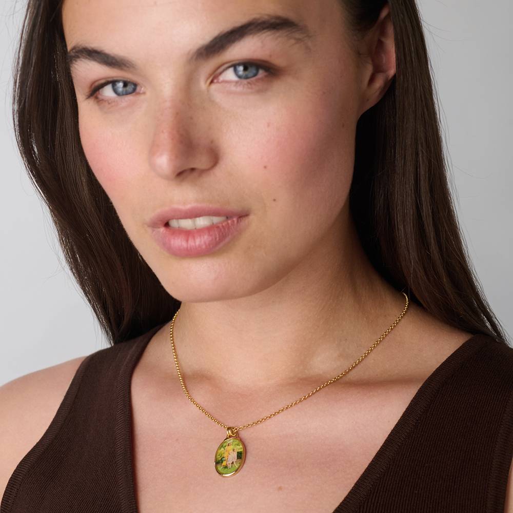 The Keepsake Oval Photo Necklace in Gold Plating-2 product photo