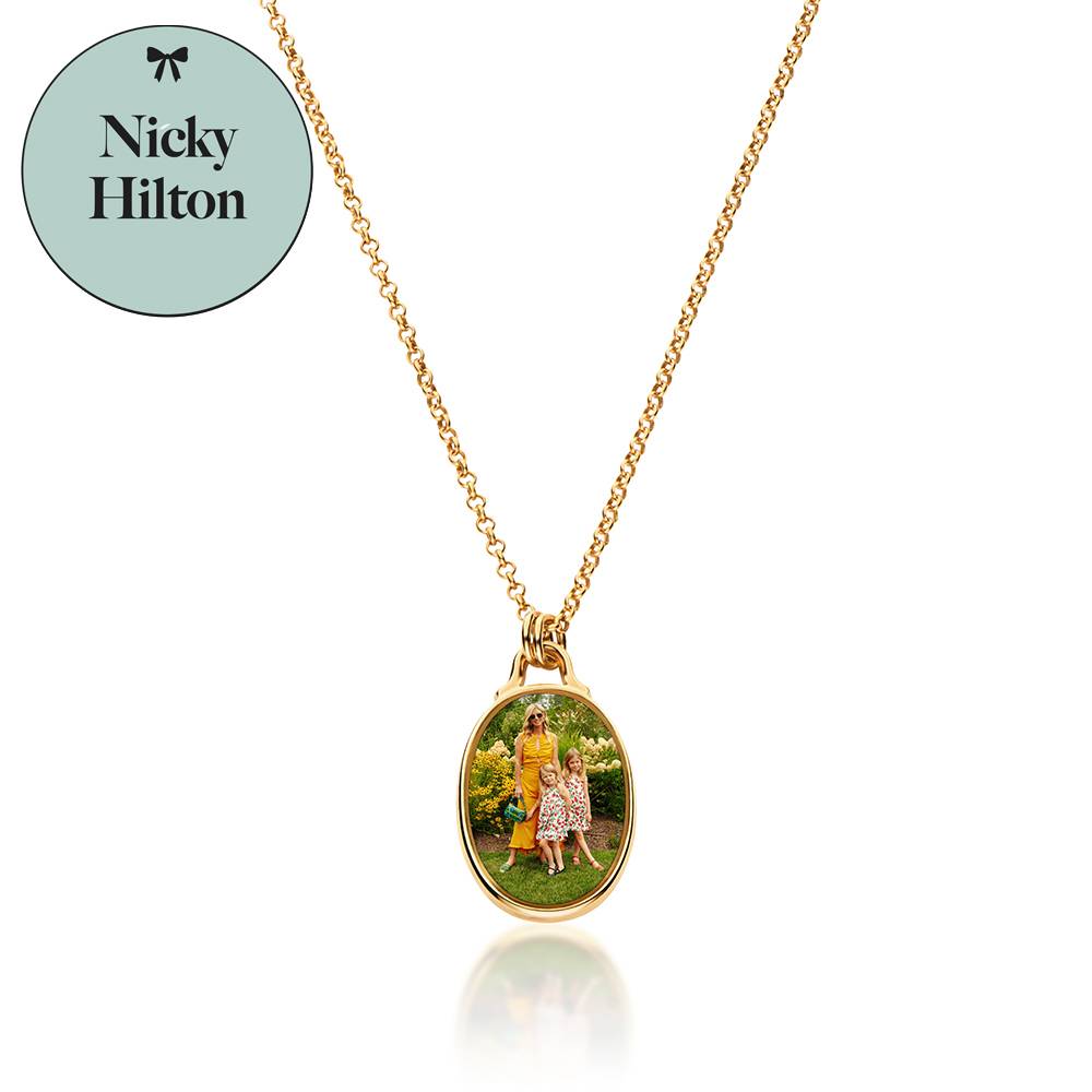 The Keepsake Oval Photo Necklace in Gold Plating-5 product photo
