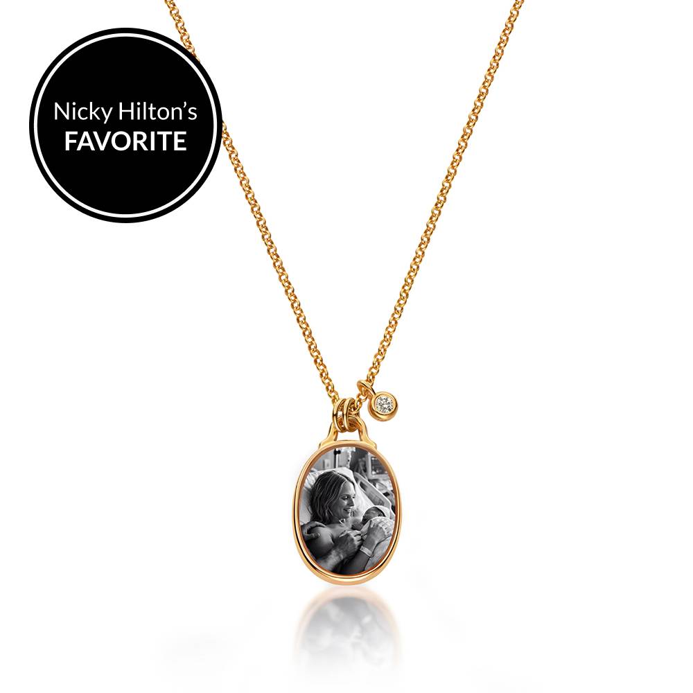 The Keepsake Oval Photo Necklace in Gold Vermeil with 0.10CT Diamond-5 product photo