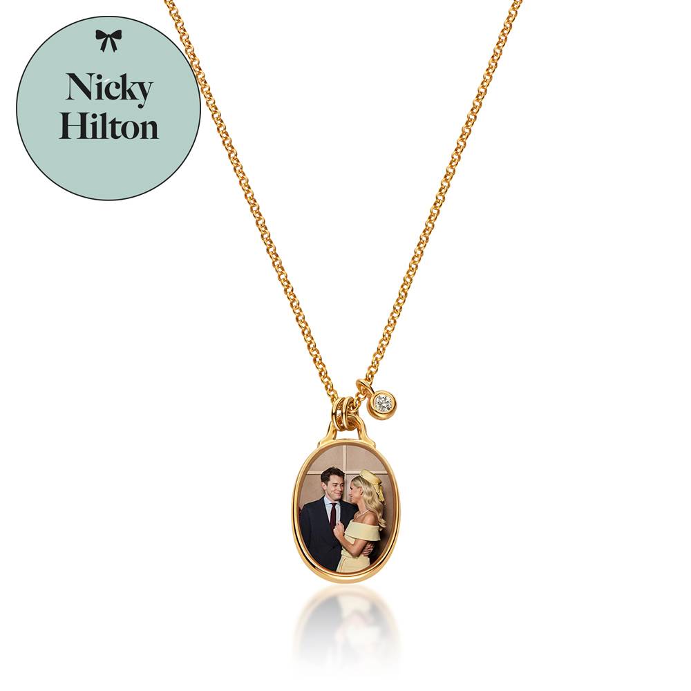 The Keepsake Oval Photo Necklace in Gold Plating with 0.10CT Diamond-5 product photo