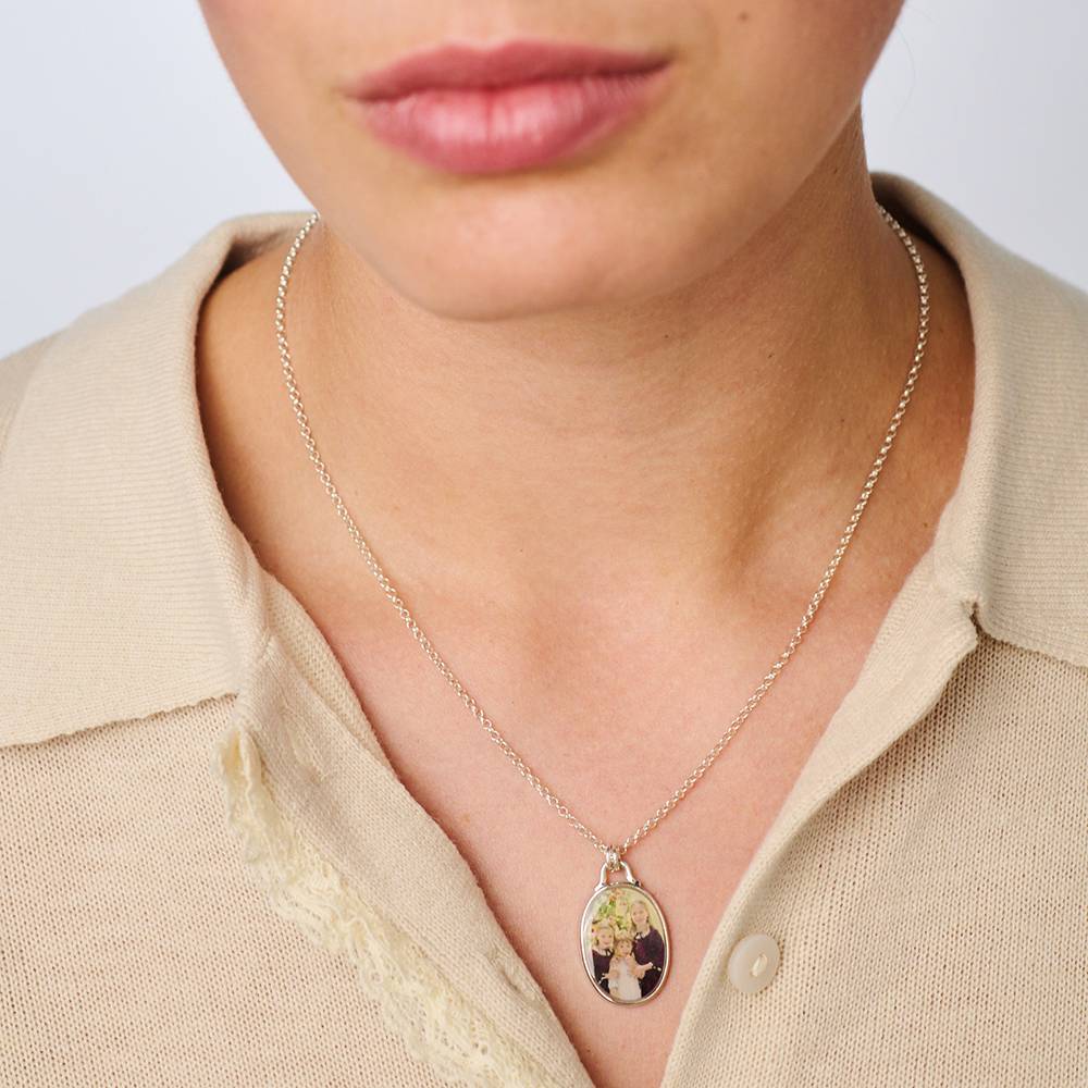 The Keepsake Oval Photo Necklace in Silver-3 product photo