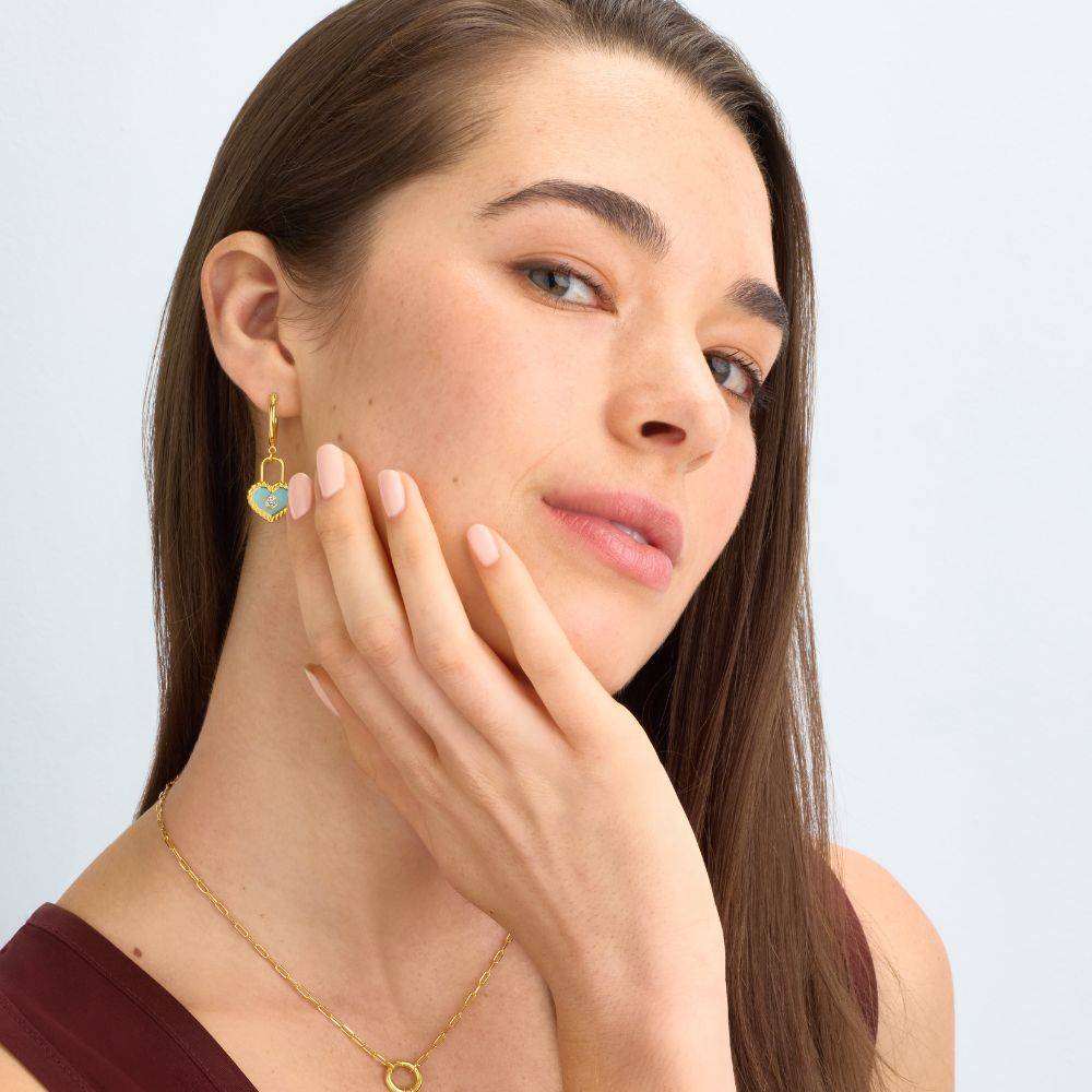 The Love Lock Enamel Earrings in Gold-1 The Love Lock Enamel Earrings in Gold-1 product photo