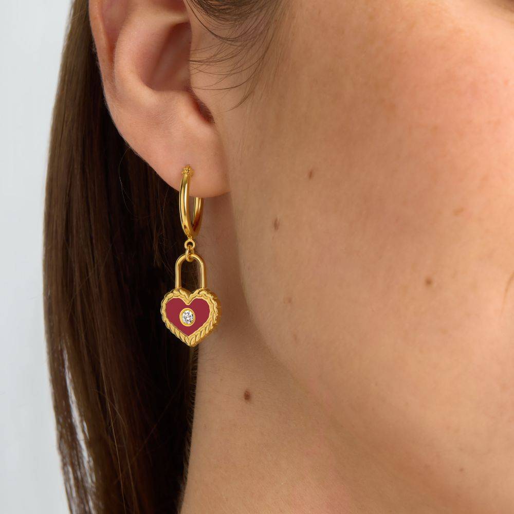 The Love Lock Enamel Earrings in Gold-3 The Love Lock Enamel Earrings in Gold-3 product photo
