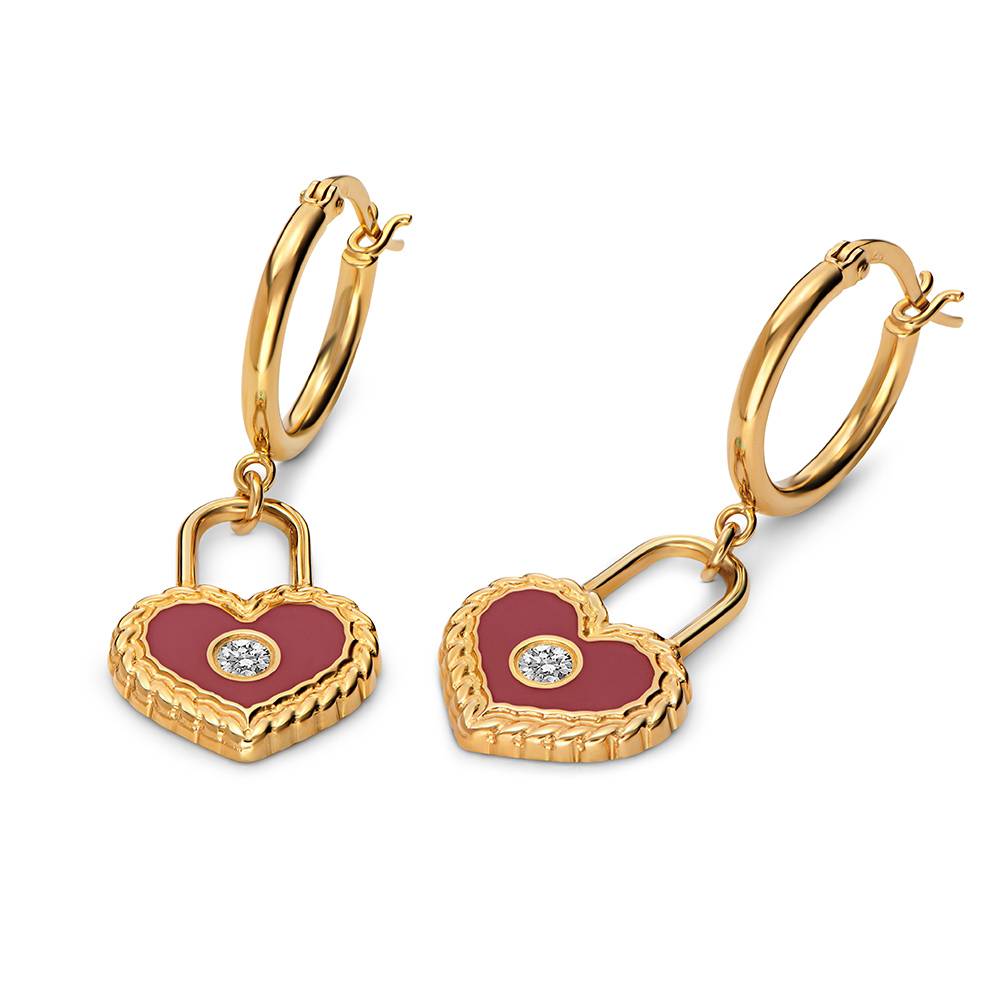 The Love Lock Enamel Earrings in Gold-4 The Love Lock Enamel Earrings in Gold-4 product photo