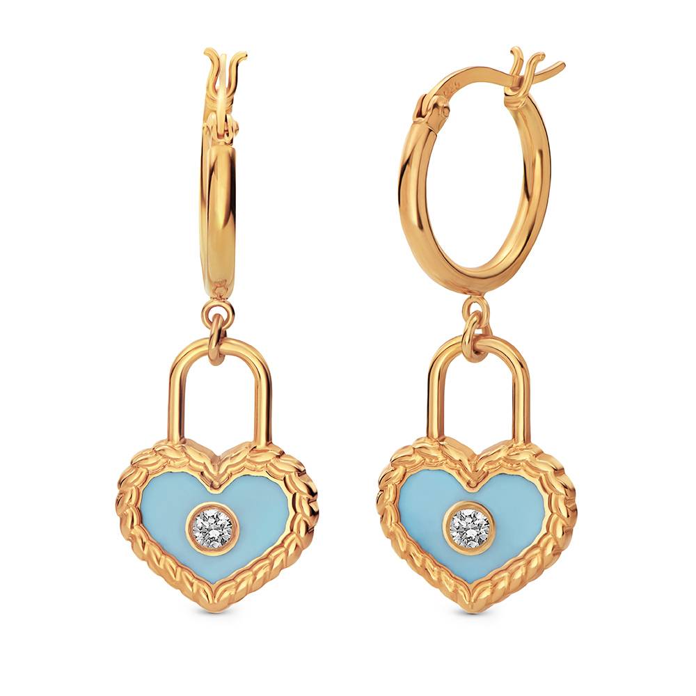 The Love Lock Enamel Earrings in Gold-6 The Love Lock Enamel Earrings in Gold-6 product photo