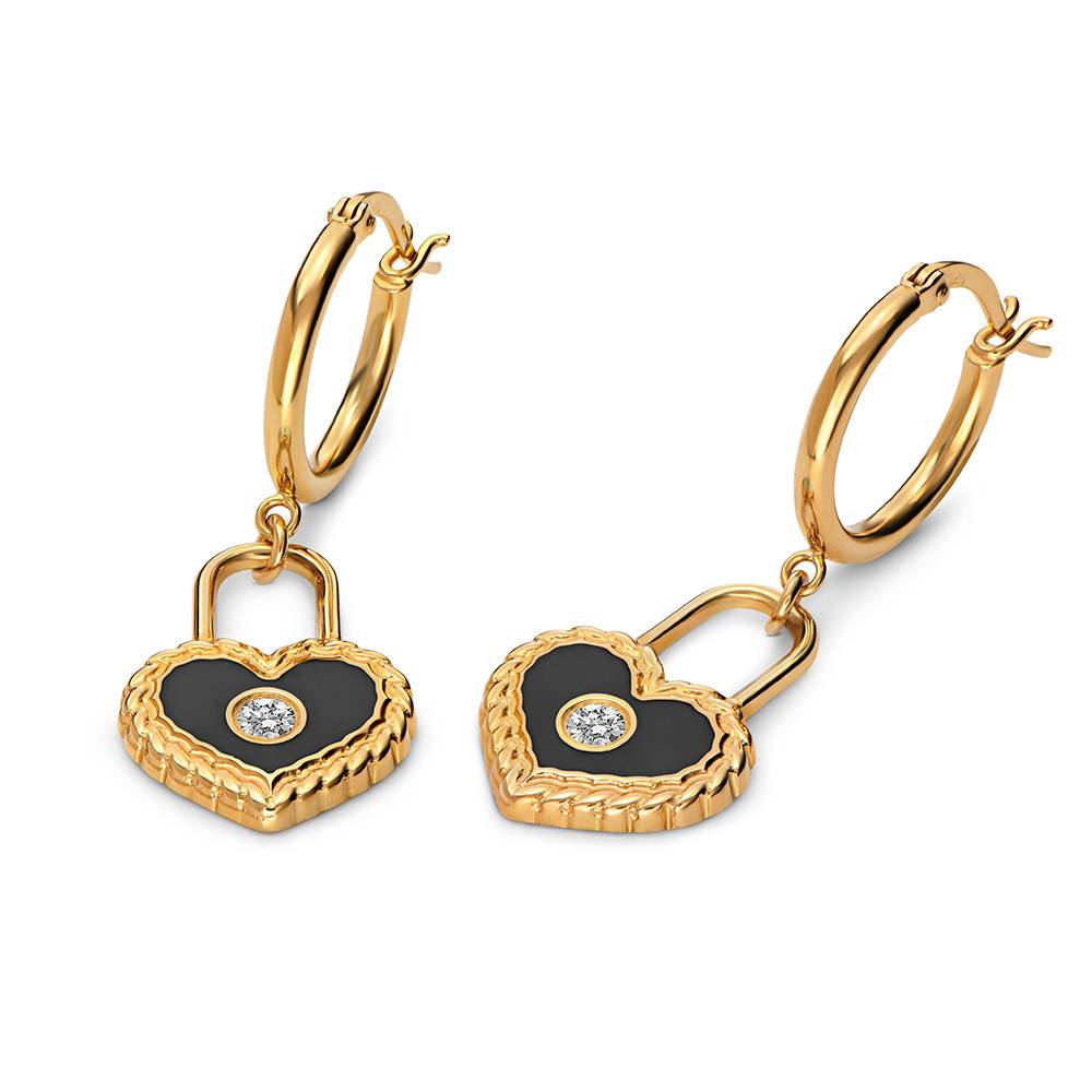 The Love Lock Enamel Earrings in Gold-5 The Love Lock Enamel Earrings in Gold-5 product photo