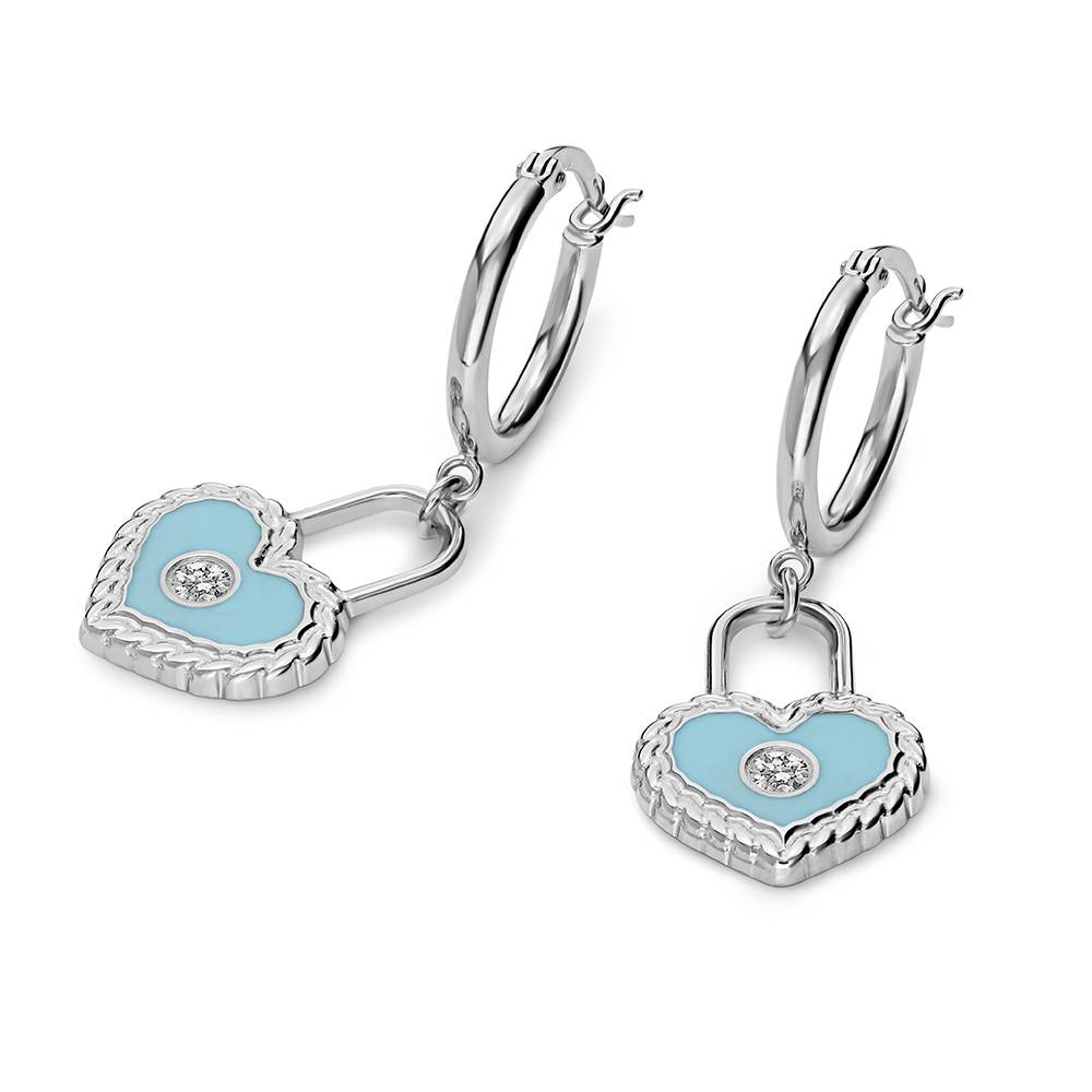 The Love Lock Enamel Earrings in Silver-5 The Love Lock Enamel Earrings in Silver-5 product photo