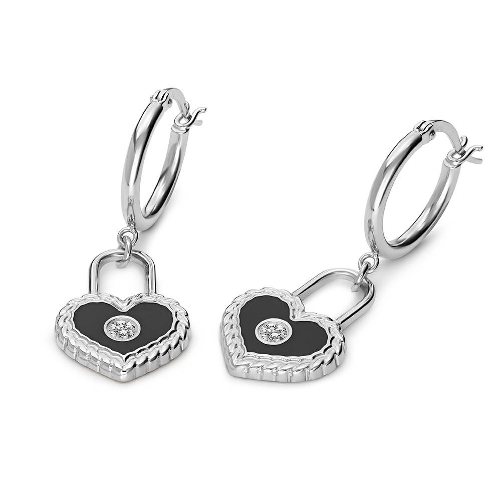 The Love Lock Enamel Earrings in Silver-4 The Love Lock Enamel Earrings in Silver-4 product photo