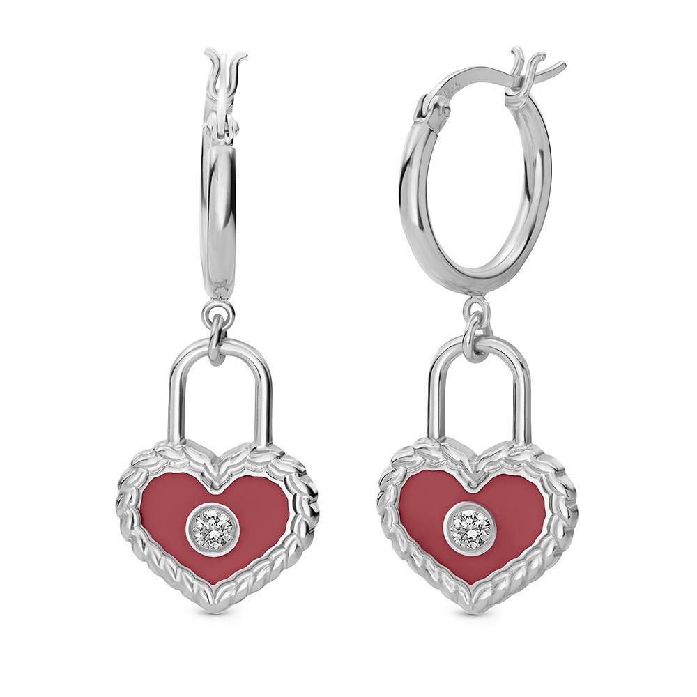 The Love Lock Enamel Earrings in Silver-1 The Love Lock Enamel Earrings in Silver-1 product photo