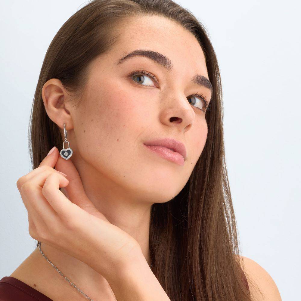 The Love Lock Enamel Earrings in Silver-6 The Love Lock Enamel Earrings in Silver-6 product photo