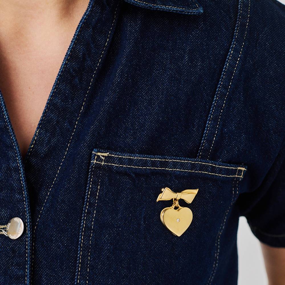 The Sweetheart Brooch in Gold Plating with 0.05CT Diamond-1 product photo