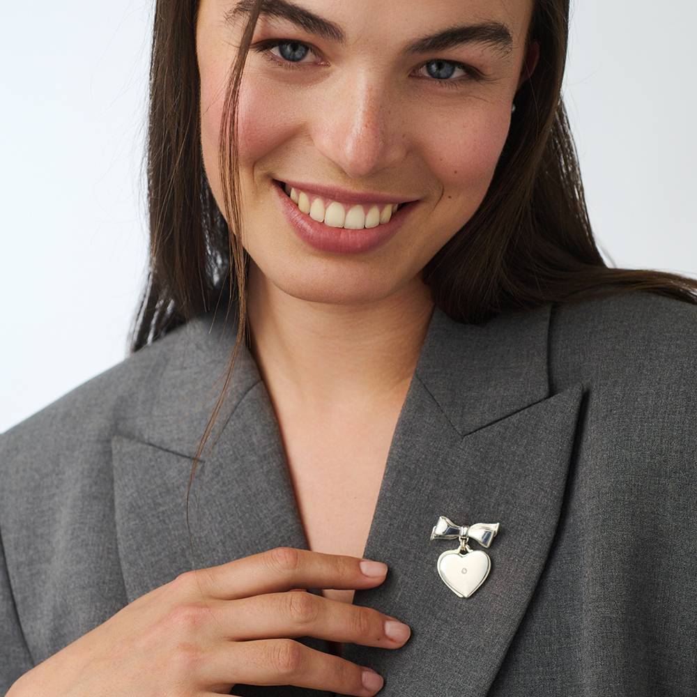 The Sweetheart Brooch in Silver with 0.05CT Diamond-2 product photo