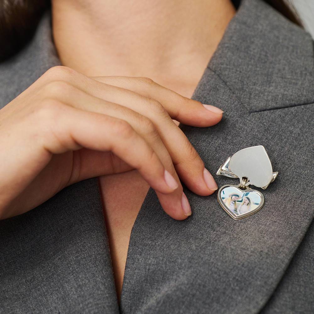 The Sweetheart Brooch in Silver with 0.05CT Diamond-4 product photo