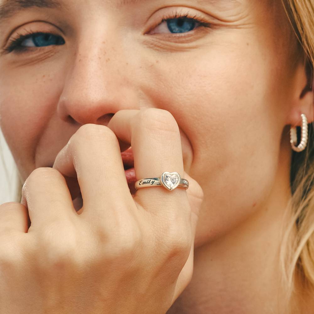 Vow Promise Ring with CZ Heart Stone in Sterling Silver-2 product photo