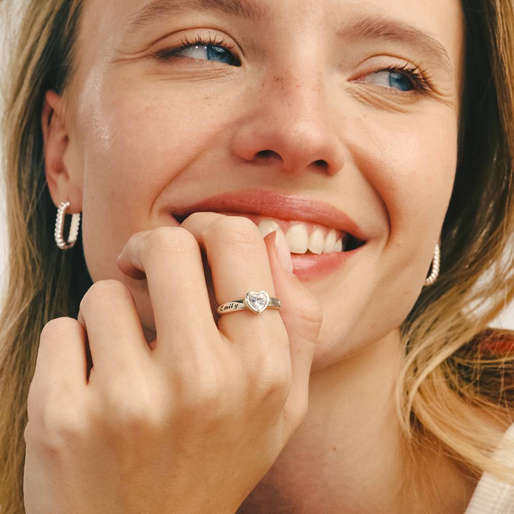 Vow Promise Ring with CZ Heart Stone in Sterling Silver-5 product photo