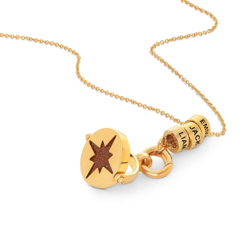 Wishing Star Spinner Pendant with Engraved Beads in Vermeil-2 product photo
