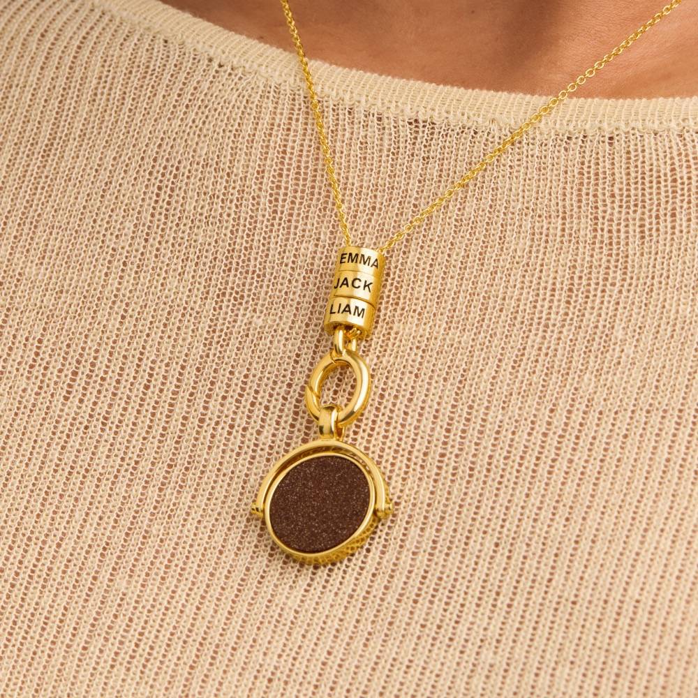 Wishing Star Spinner Pendant with Engraved Beads in Vermeil-4 product photo
