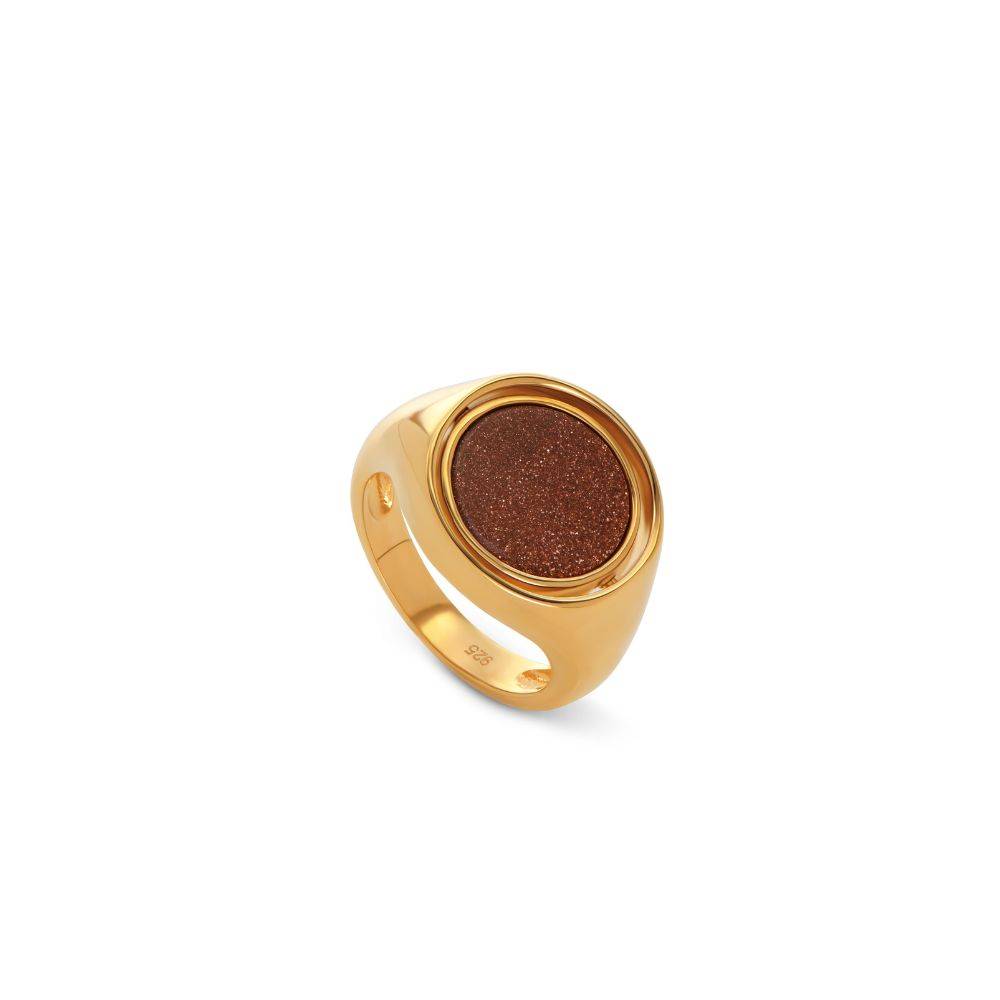 Wishing Star Spinner Signet Ring in Vermeil-3 product photo