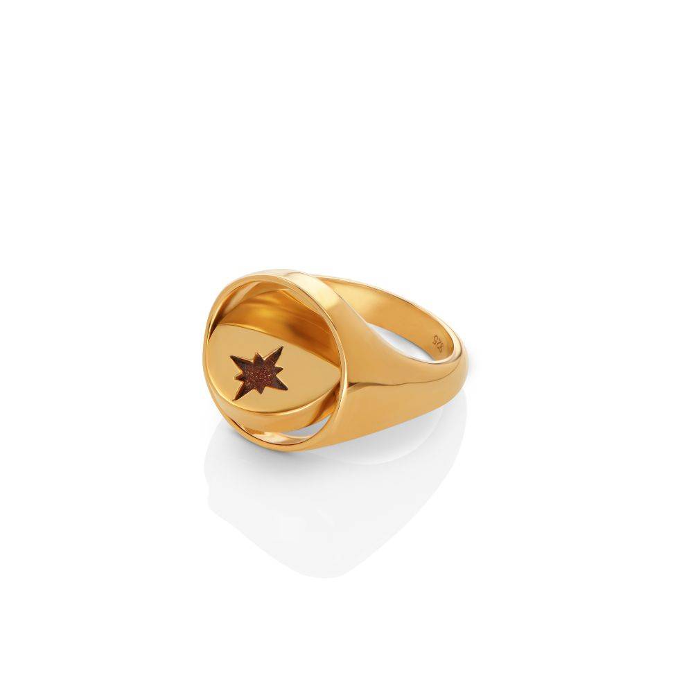 Wishing Star Spinner Signet Ring in Vermeil-2 product photo