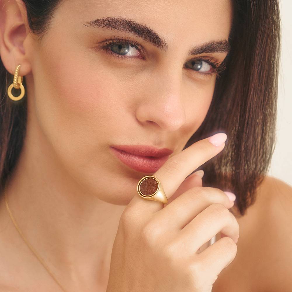 Wishing Star Spinner Signet Ring in Vermeil-1 product photo