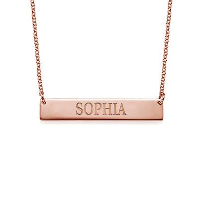 Engraved Horizontal Bar Necklace in 18ct Rose Gold Plating-2 product photo