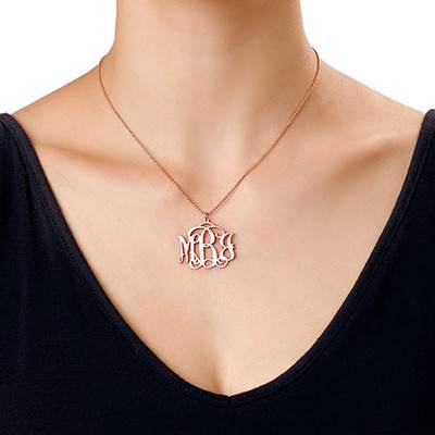 Monogram Initials Necklace in 18ct Rose Gold Plating-2 product photo