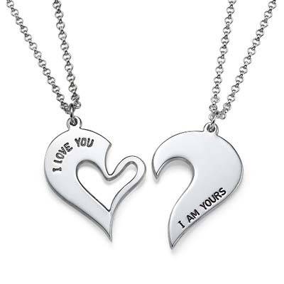 Silver Couples Breakable Heart Necklace-1 product photo