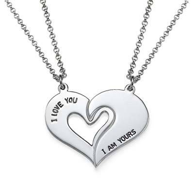 Silver Couples Breakable Heart Necklace-2 product photo