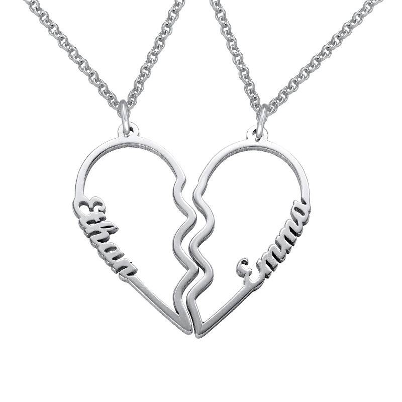 Broken Heart Name Necklace for Couples-3 product photo