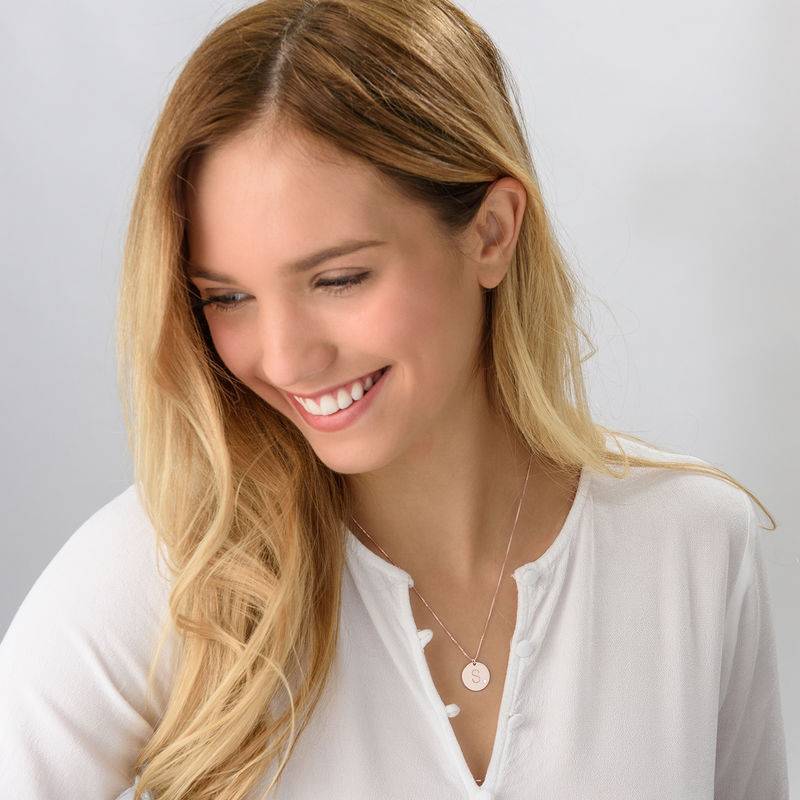 Initial Pendant Necklace with Diamond in 18ct Rose Gold Plating-1 product photo