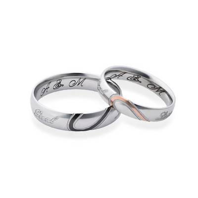 Couple's Promise Ring Set – Half Hearts in Stainless Steel-3 product photo