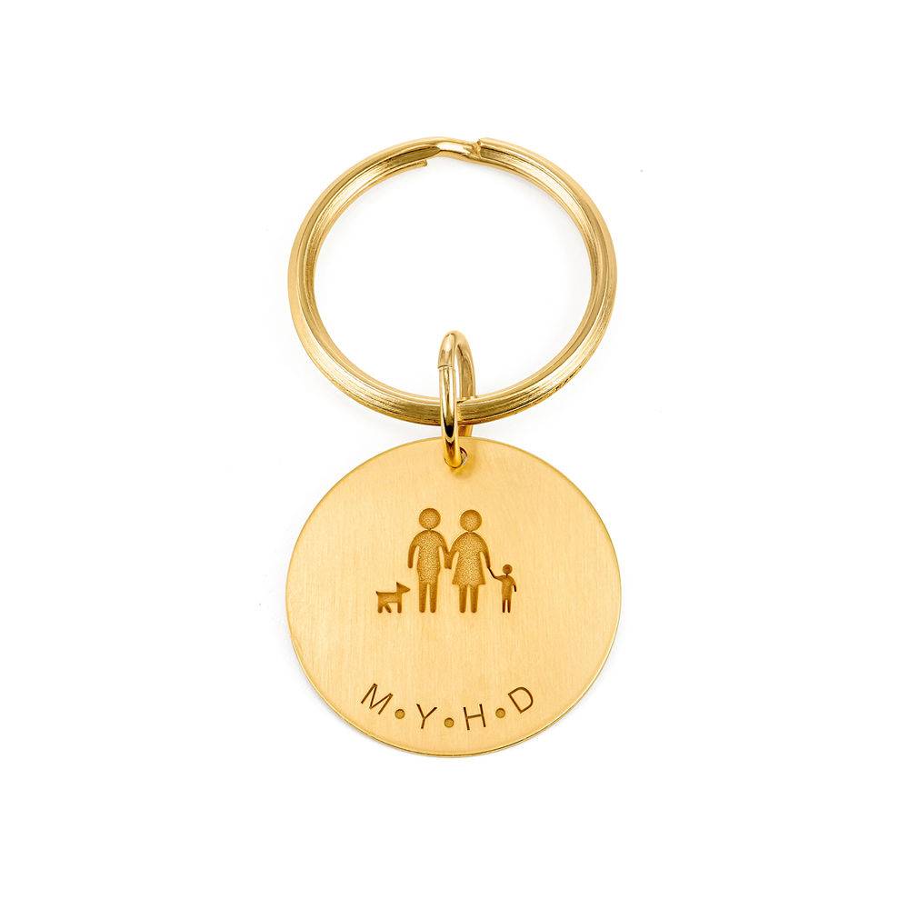 Custom Engraved Initials Keyring in Gold Plating-1 product photo