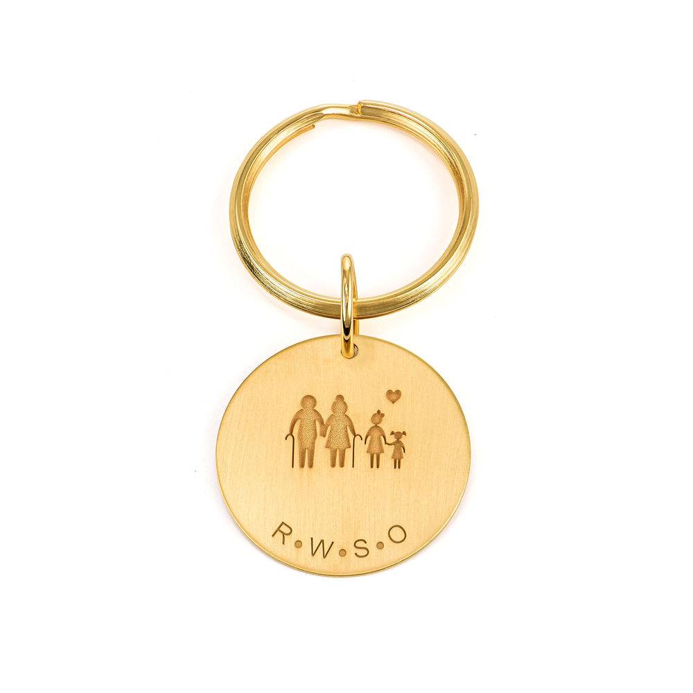 Custom Engraved Initials Keyring in Gold Plating-2 product photo