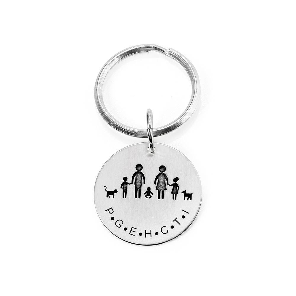 Custom Engraved Initials Keyring in Sterling Silver-1 product photo