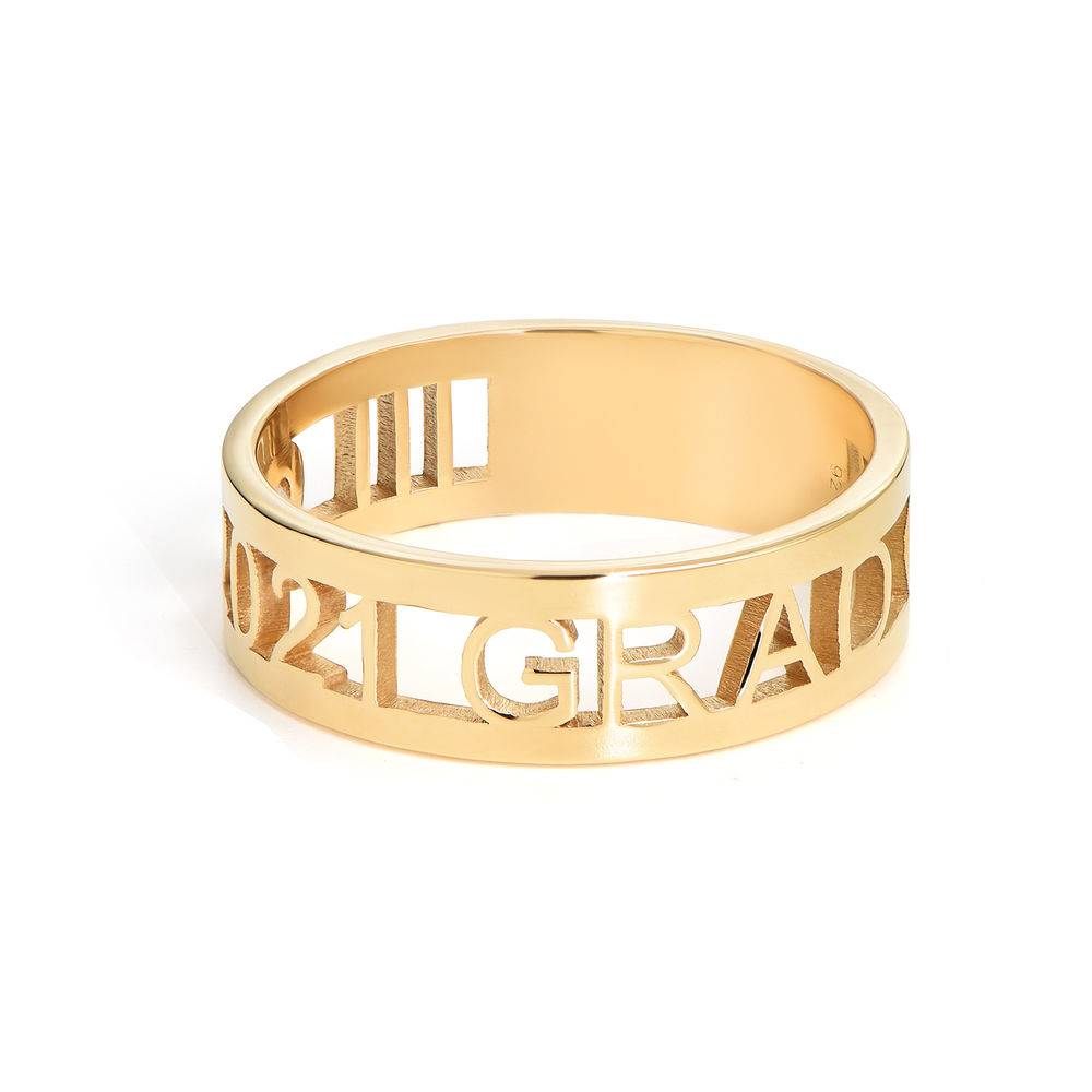 Custom Graduation Ring with Cubic Zirconia in Gold Plating-2 product photo
