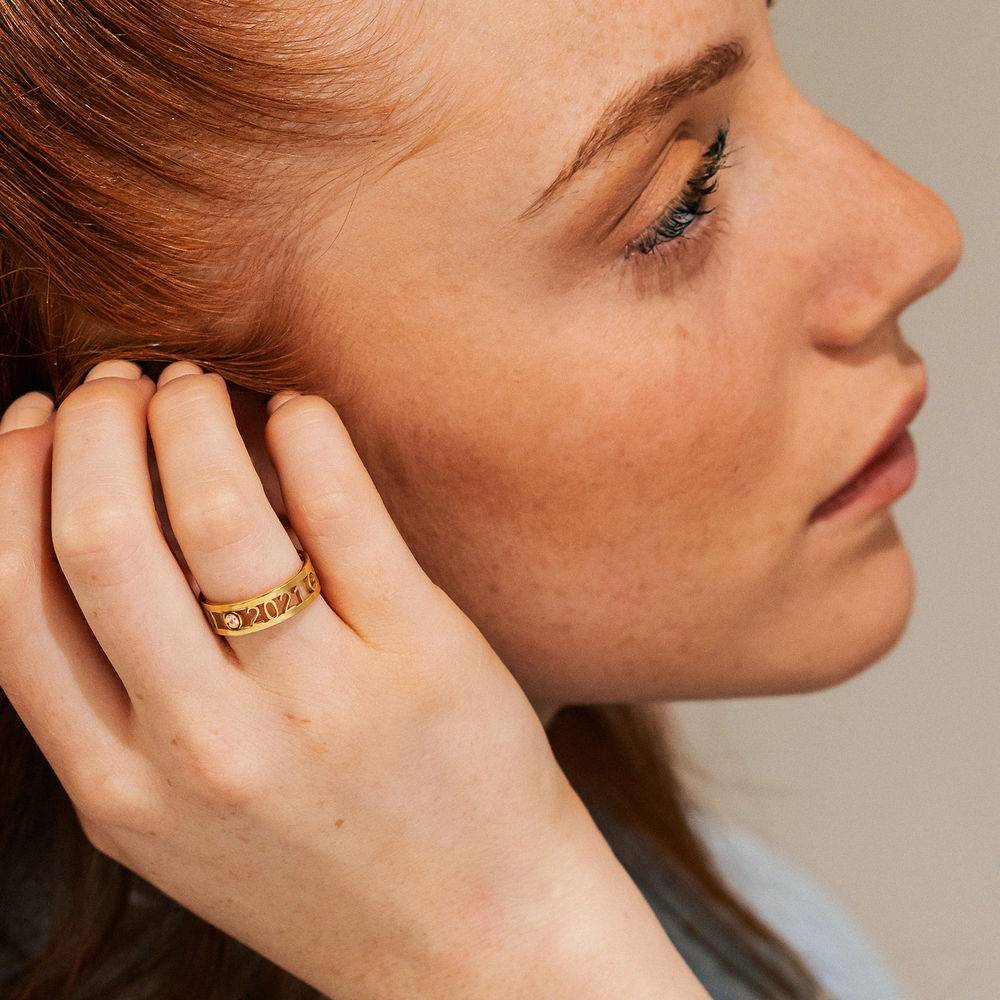 Custom Graduation Ring with Cubic Zirconia in Gold Plating-3 product photo