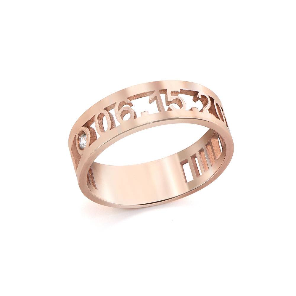 Custom Graduation Ring with Cubic Zirconia in Rose Gold Plating-1 product photo