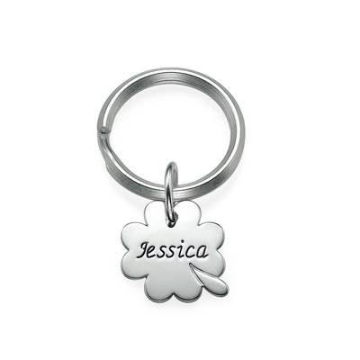 Engraved Keyring in Sterling Silver in Heart, Circle, Clover shape-3 product photo