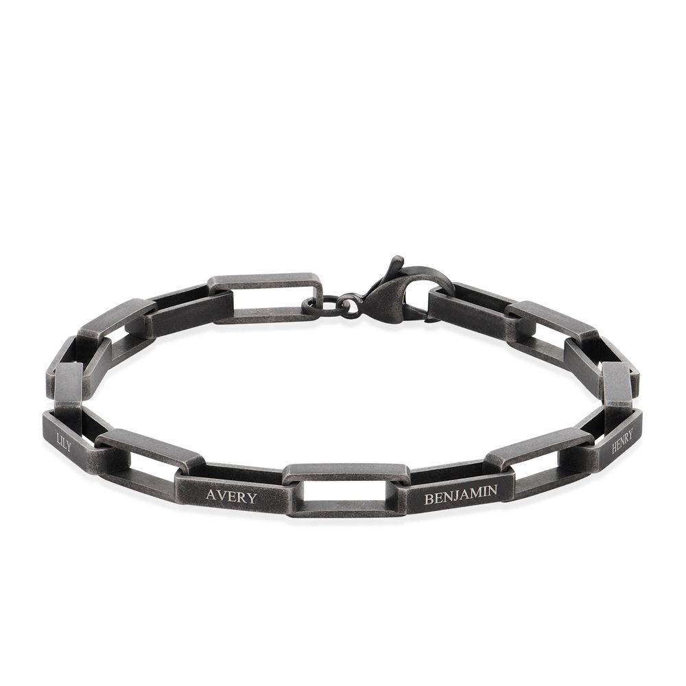 Custom Square Link Men Bracelet in Black Stainless Steel-1 product photo