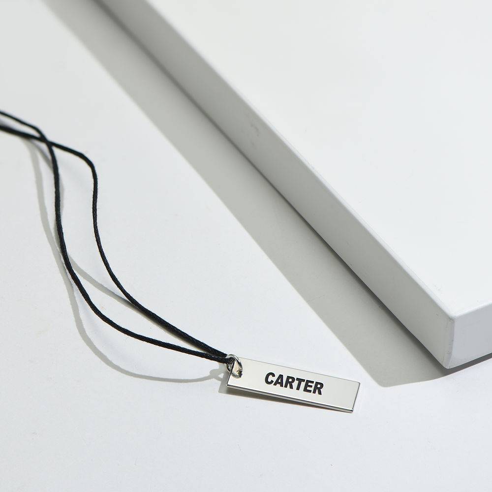 Custom Vertical Dog Tag Necklace for Boys in Sterling Silver-2 product photo