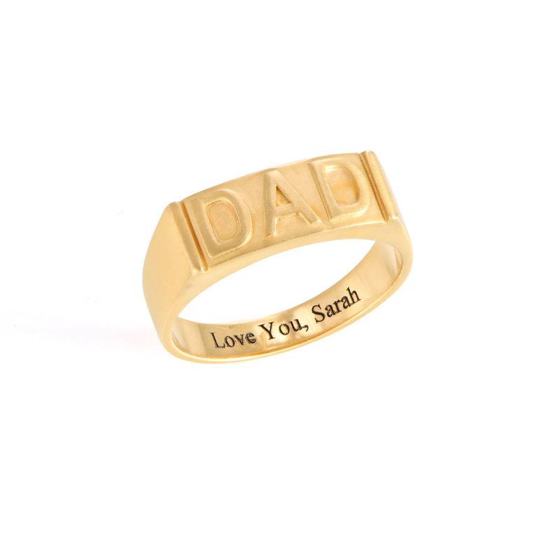 Dad Ring with Backside Engraving in 18ct Gold Plating-2 product photo
